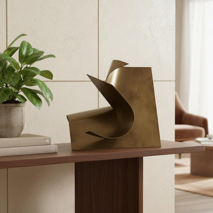 12" Contempo Antiqued Gold Abstract Sculpture