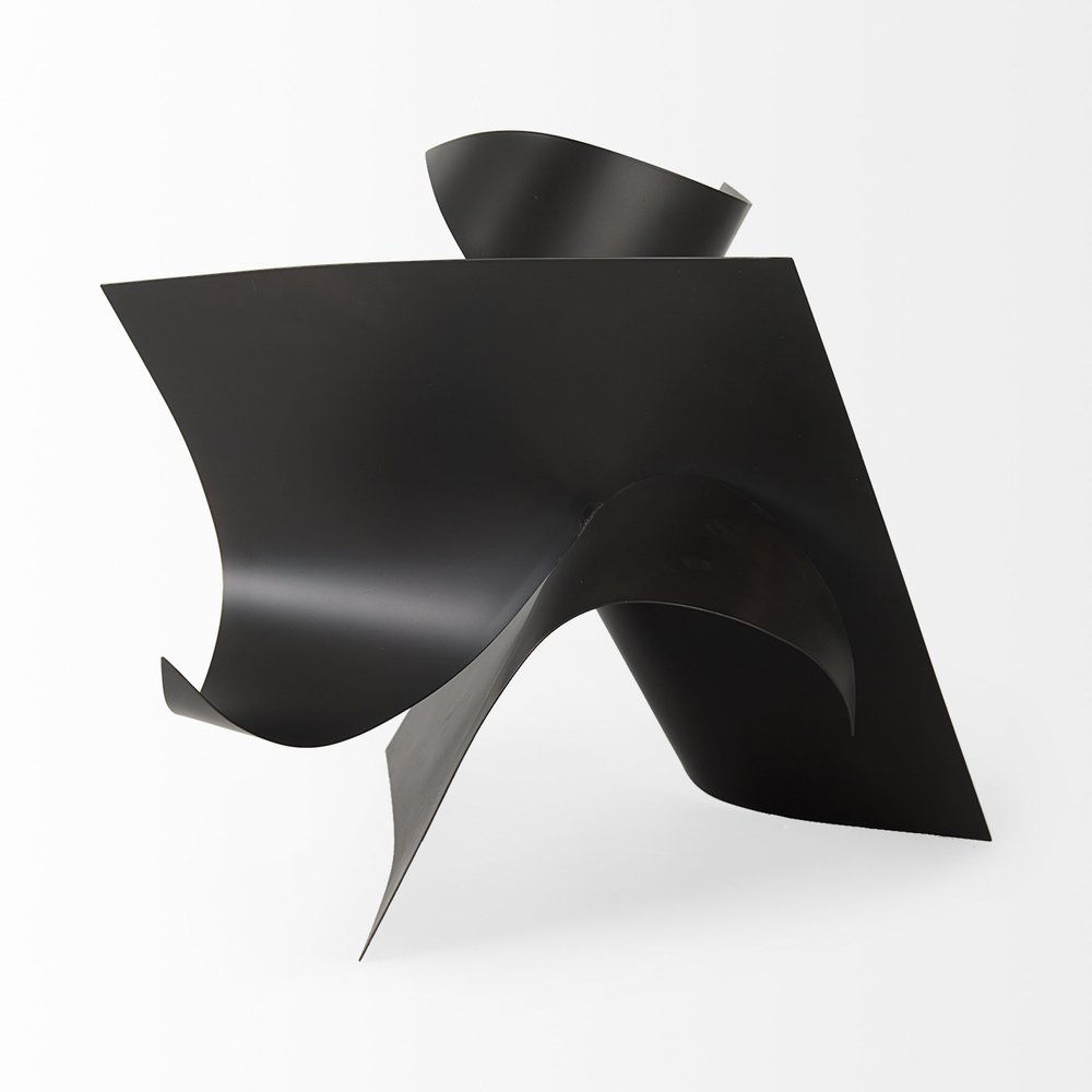 18" Metal Antiqued Black Modern Abstract Sculpture