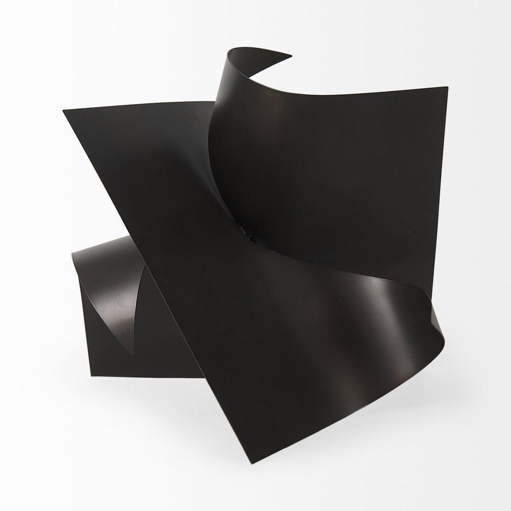 18" Metal Antiqued Black Modern Abstract Sculpture
