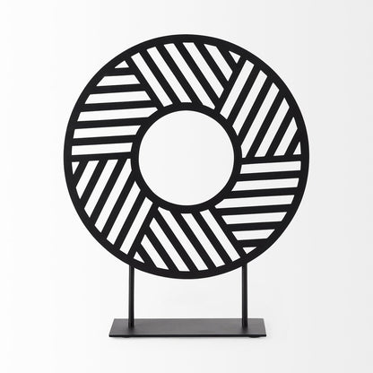 Black Metal Round Geometric Sculpture