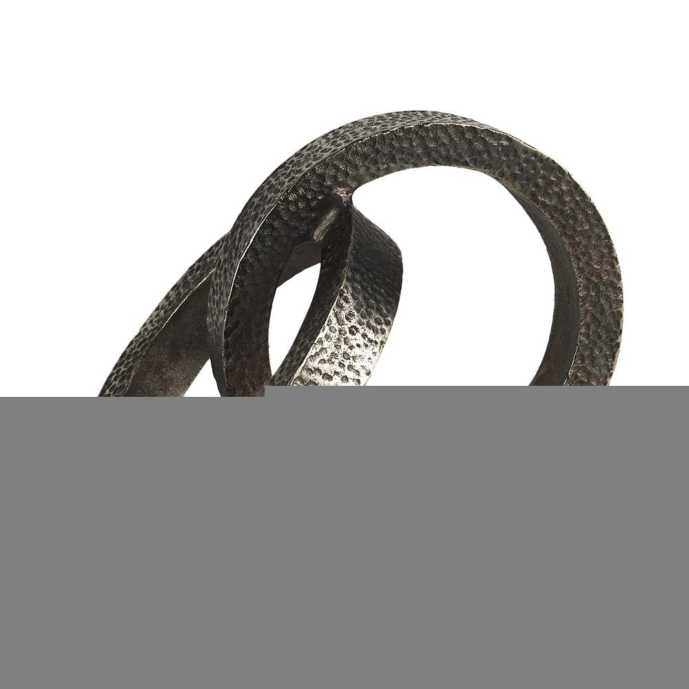 Two Ring Gray Hammered Metal Sculpture