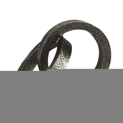 Two Ring Gray Hammered Metal Sculpture