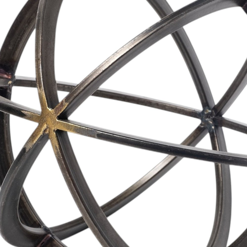 9" Black Metal Round Tabletop Sculpture