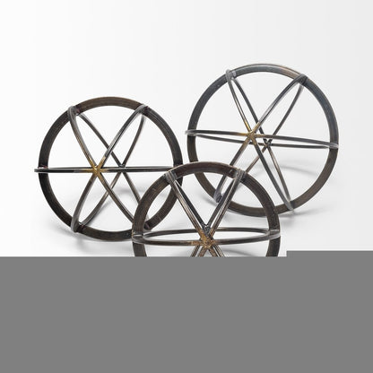 9" Black Metal Round Tabletop Sculpture