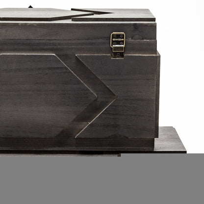 Set of Two Brown Solid Wood Box With Lid