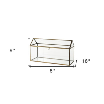 6" Clear And Gold Glass And Metal Box