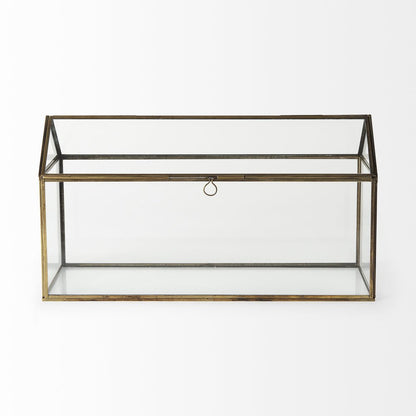 6" Clear And Gold Glass And Metal Box