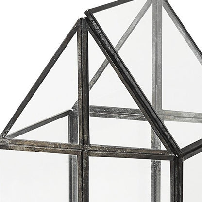 6" Black And Clear Glass And Metal Box