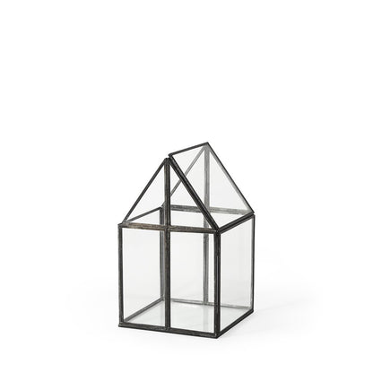 6" Black And Clear Glass And Metal Box