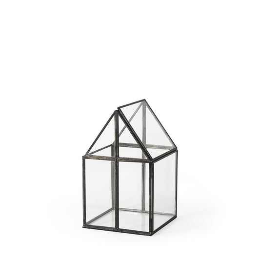 6" Black And Clear Glass And Metal Box