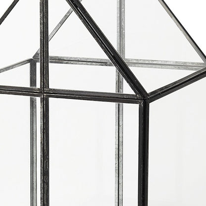 8" Black And Clear Glass And Metal Box