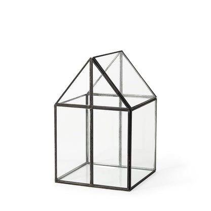 8" Black And Clear Glass And Metal Box
