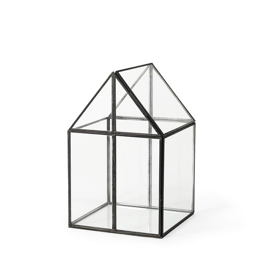 8" Black And Clear Glass And Metal Box