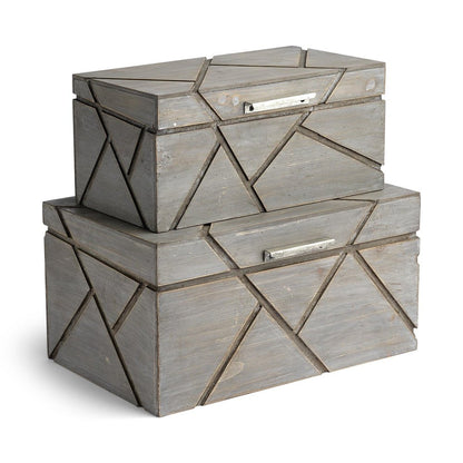 11" Gray Solid Wood Box With Lid