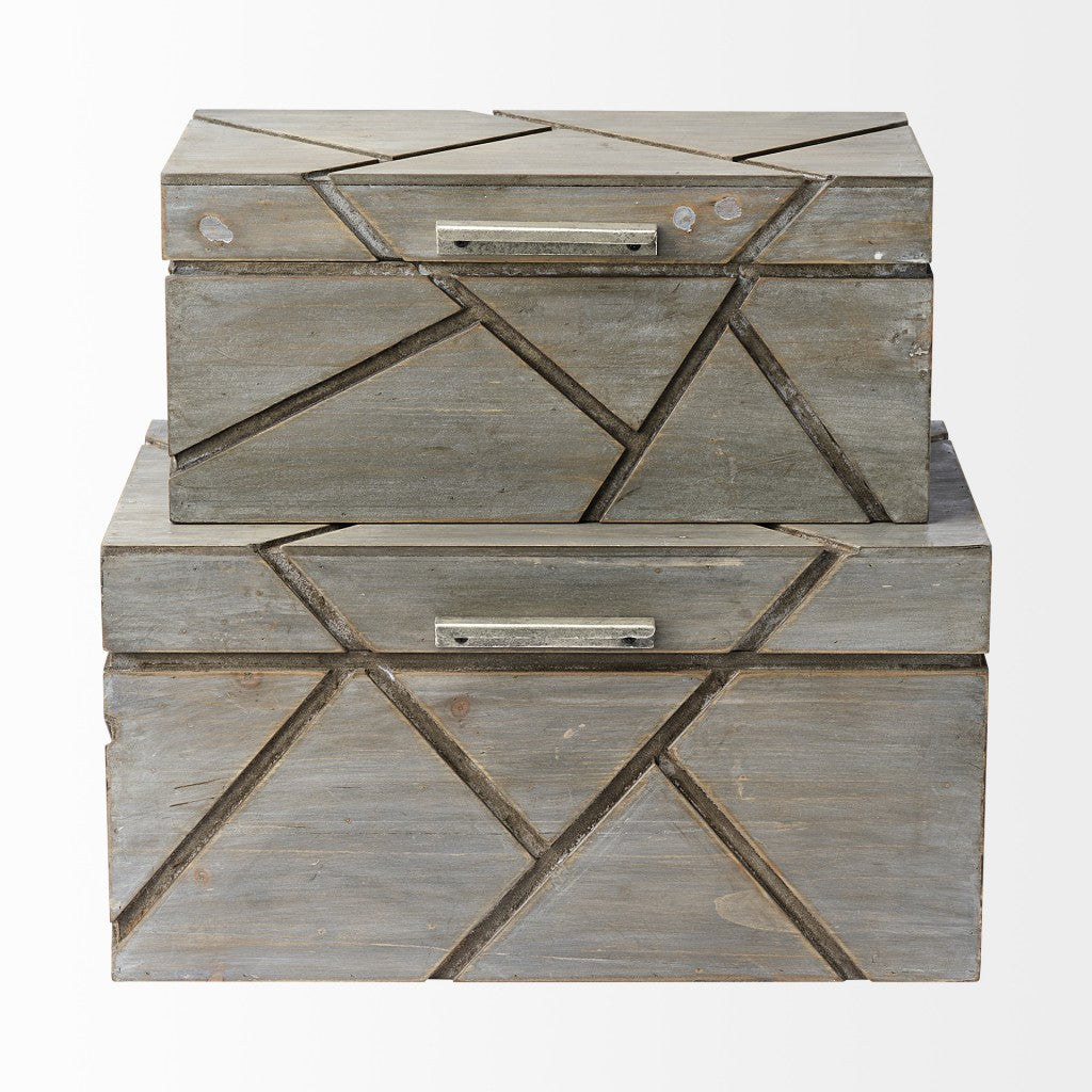 11" Gray Solid Wood Desk Organizer