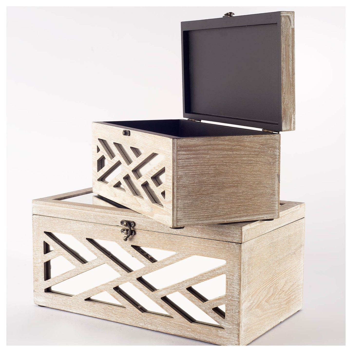 16" Off White Solid Wood Desk Organizer