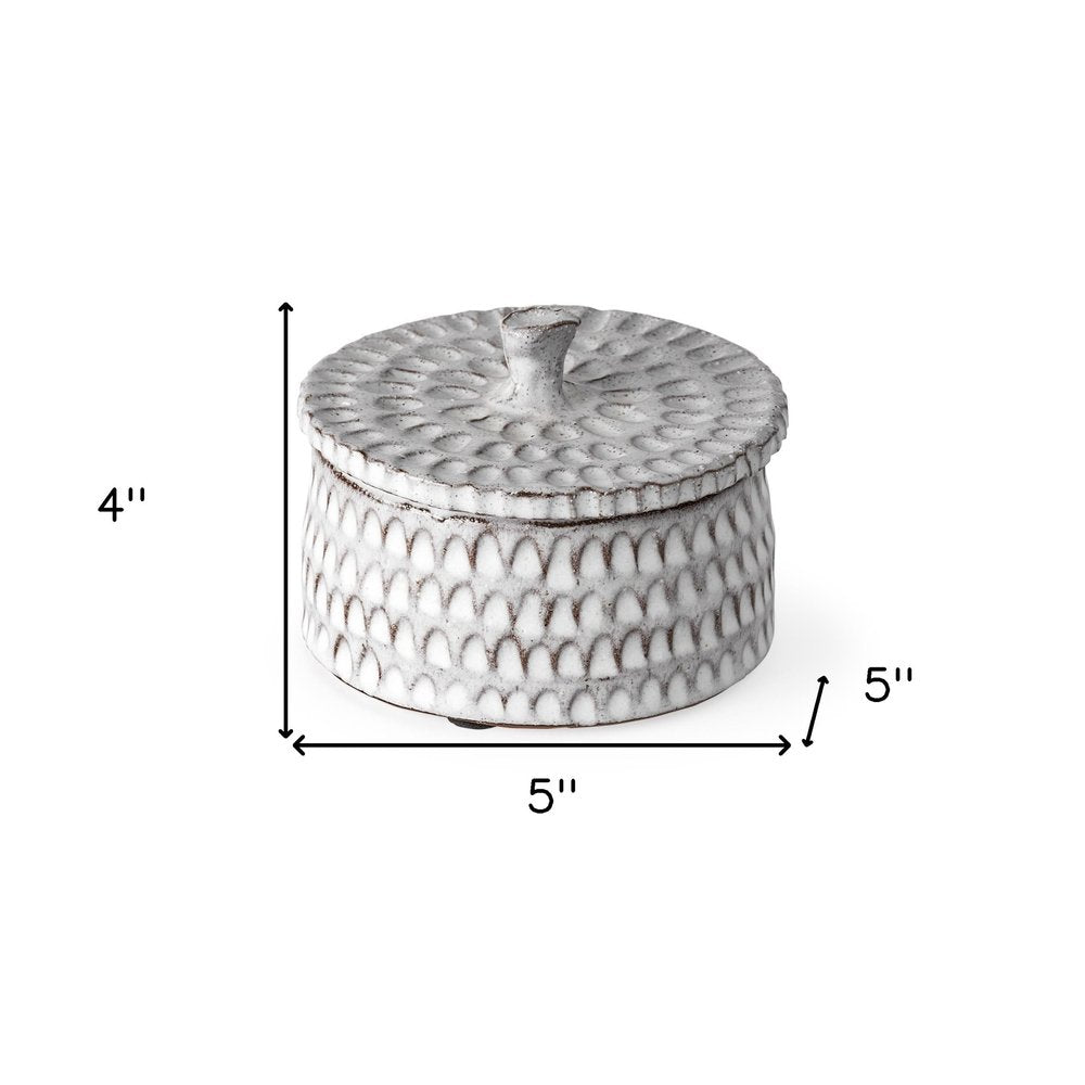 4" Gray Ceramic Hand Painted Decorative Keepsake Box