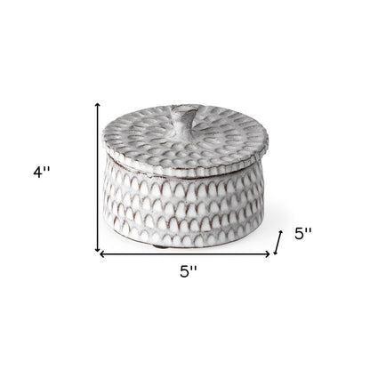 4" Gray Ceramic Hand Painted Decorative Keepsake Box