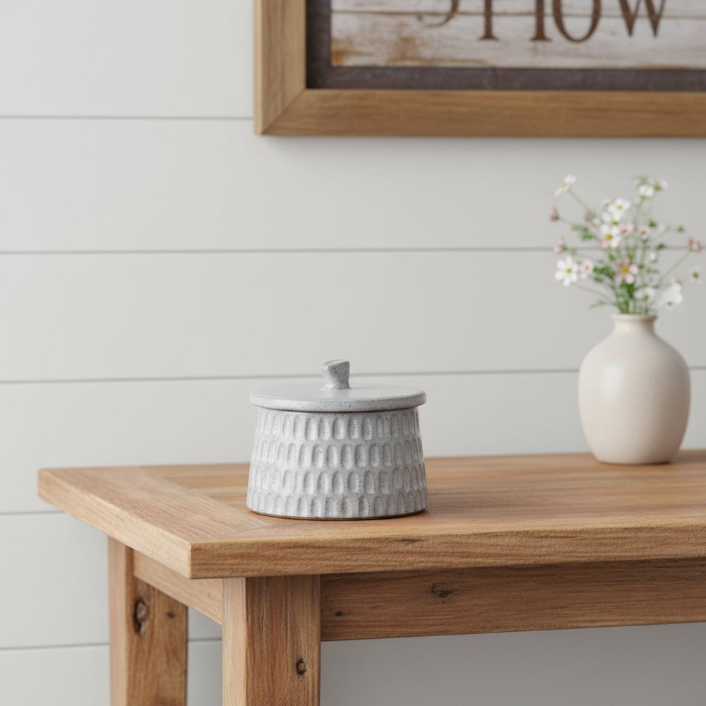 5" Gray Ceramic Box With Lid