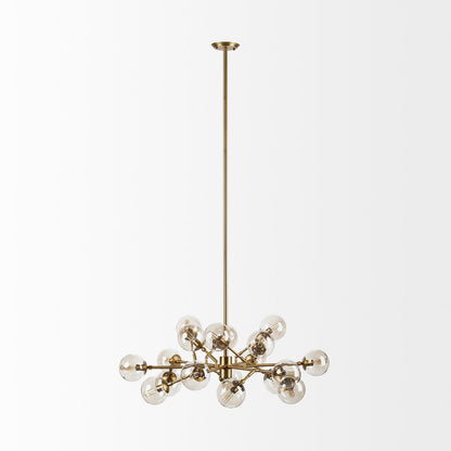 Gold Metal Eighteen Bulb Hanging Chandelier