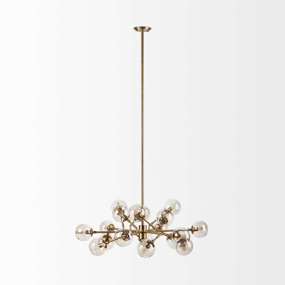 Gold Sputnik Style Eighteen Bulb Dimmable Chandelier