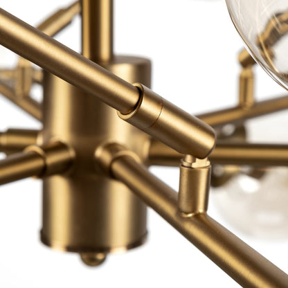 Gold Sputnik Style Eighteen Bulb Dimmable Chandelier