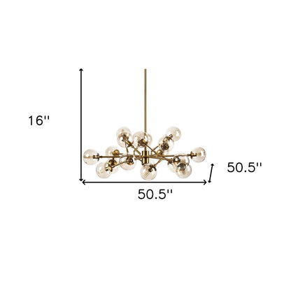 Gold Sputnik Style Eighteen Bulb Dimmable Chandelier