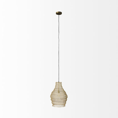 Gold Metal Wire Mesh Hanging Pendant Light