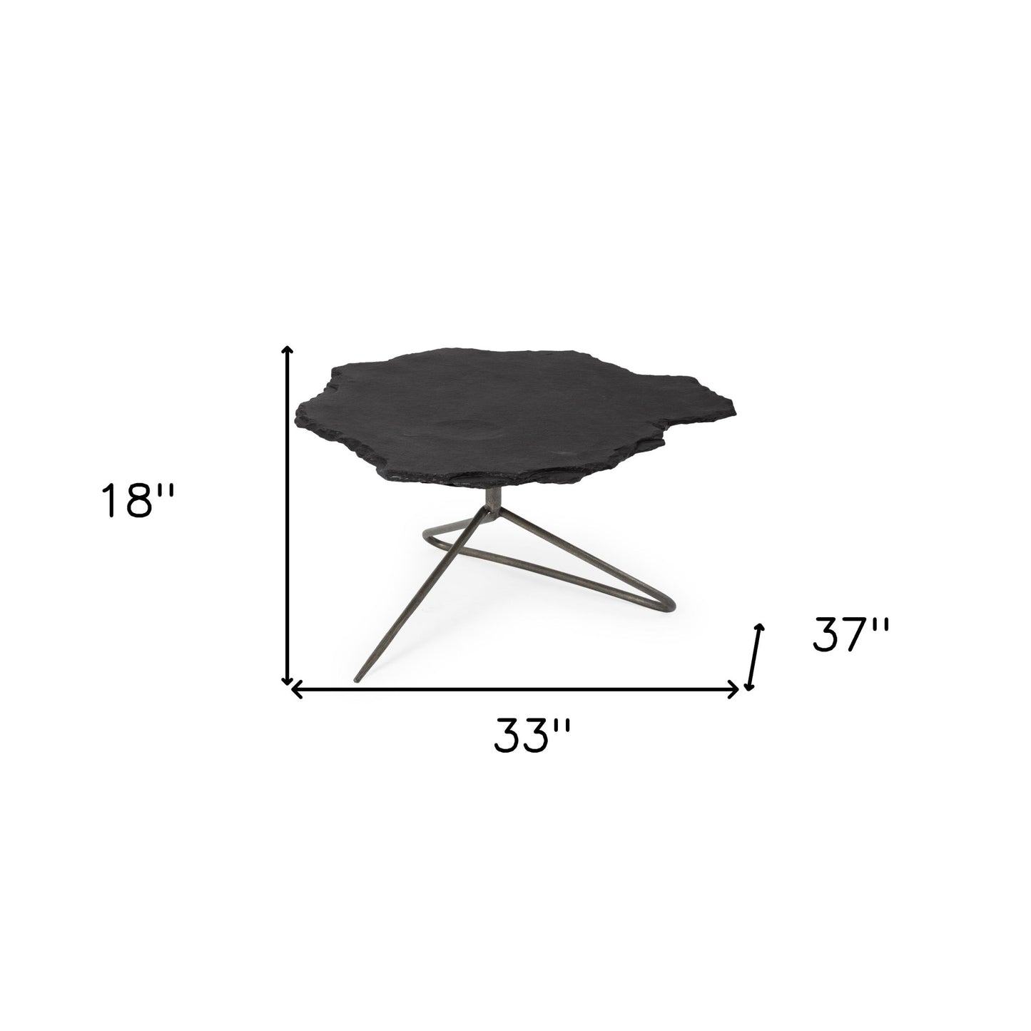 33" Black Wood and Metal Round Pedestal Coffee Table