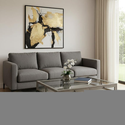 42" Gray and Black Glass and Metal Square Coffee Table With Shelf