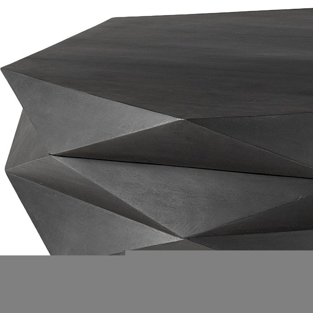 48" Black Wood Octagon Solid Coffee Table
