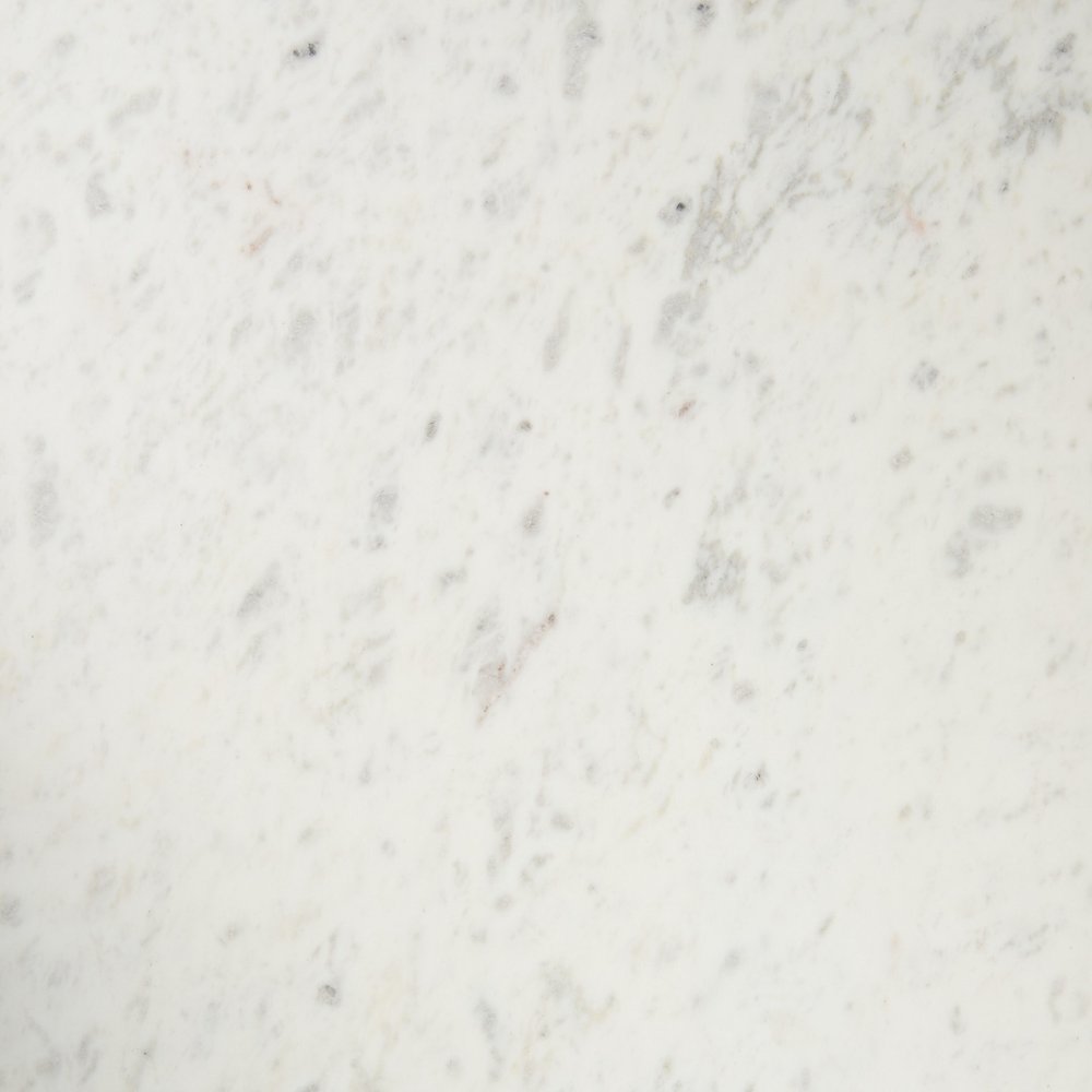 35" White Genuine Marble and Metal Coffee Table