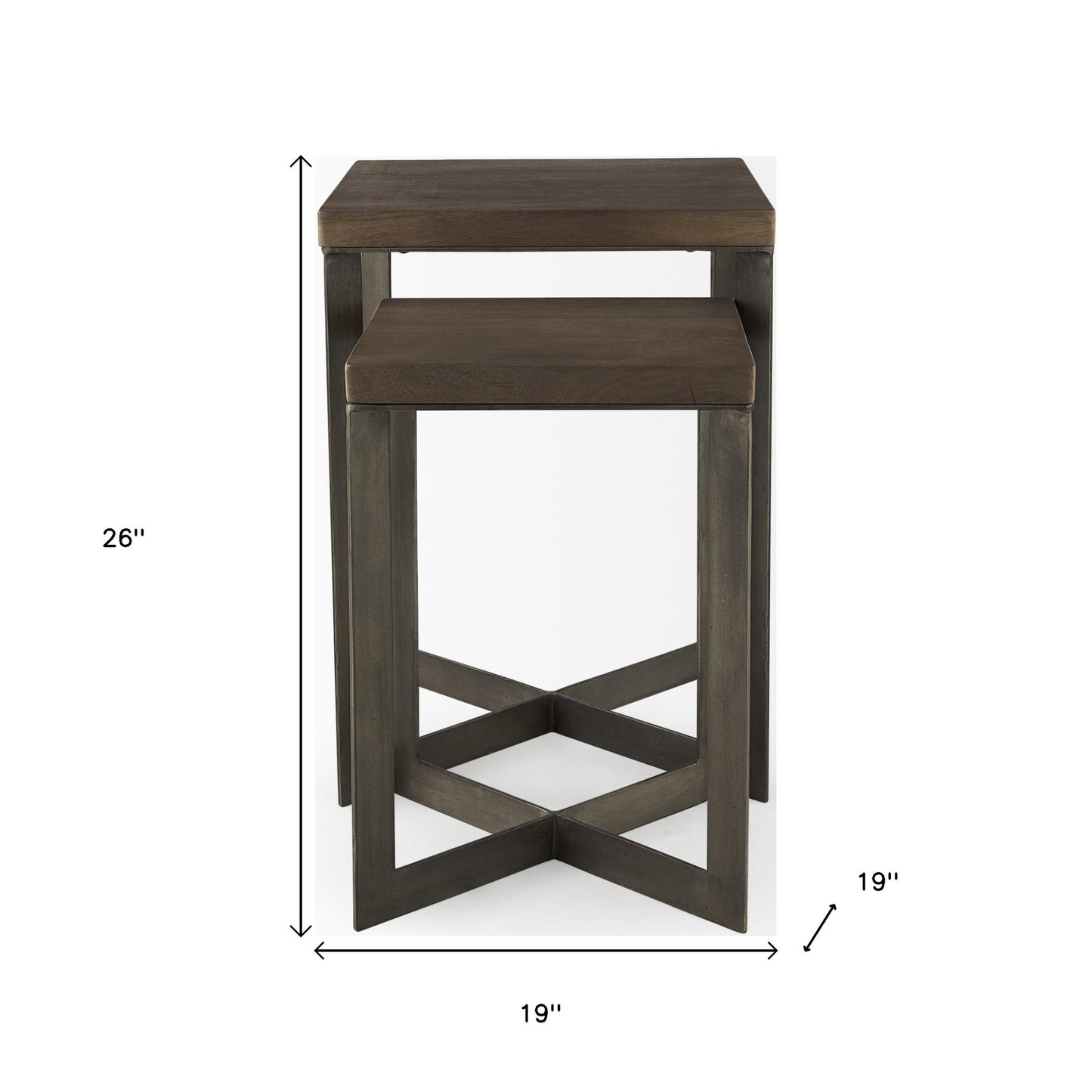 26" Brown Solid Wood Square End Table