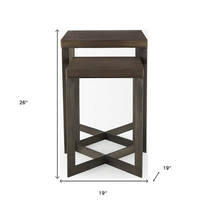 26" Brown Solid Wood Square End Table