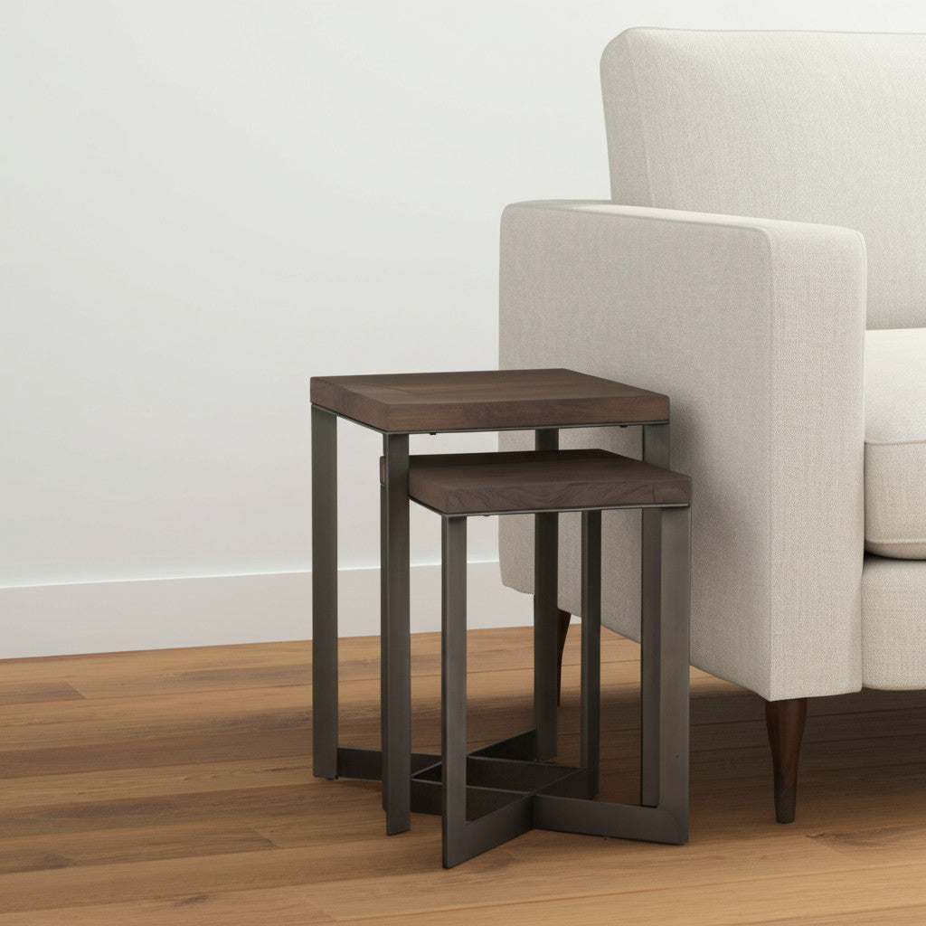 26" Brown Solid Wood Square End Table