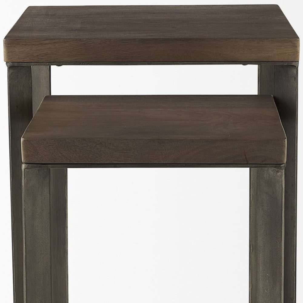 26" Brown Solid Wood Square End Table
