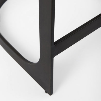 29" Black Leather and Metal Backless Bar Chair