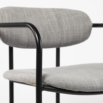 29" Gray and Black Fabric and Steel Bar Chair