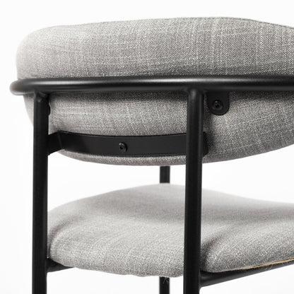 29" Gray and Black Fabric and Steel Bar Chair