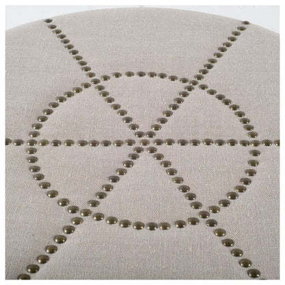 20" Cream Fabric Tufted Round Footstool