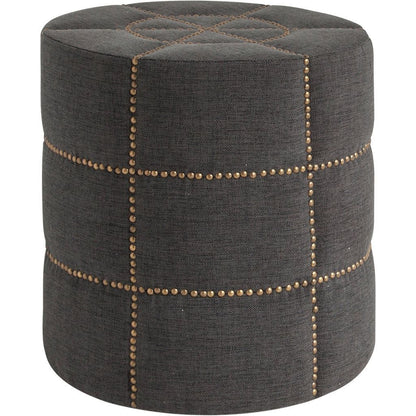 20" Gray Fabric Tufted Round Footstool