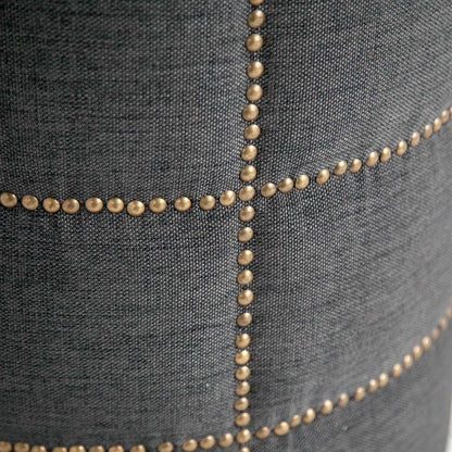 20" Gray Fabric Tufted Round Footstool