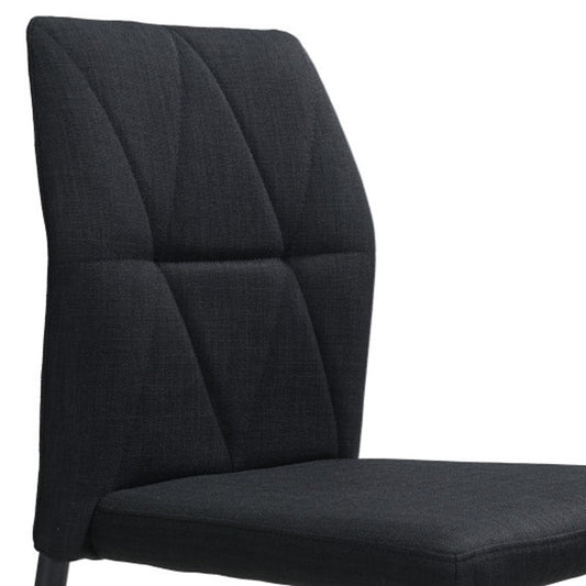 Set of Four Tufted Black Upholstered Fabric Dining Side Chairs