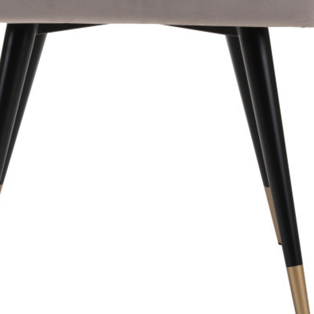 Set of Two Tufted Gray And Black Upholstered Velvet Windsor Back Dining Side Chairs