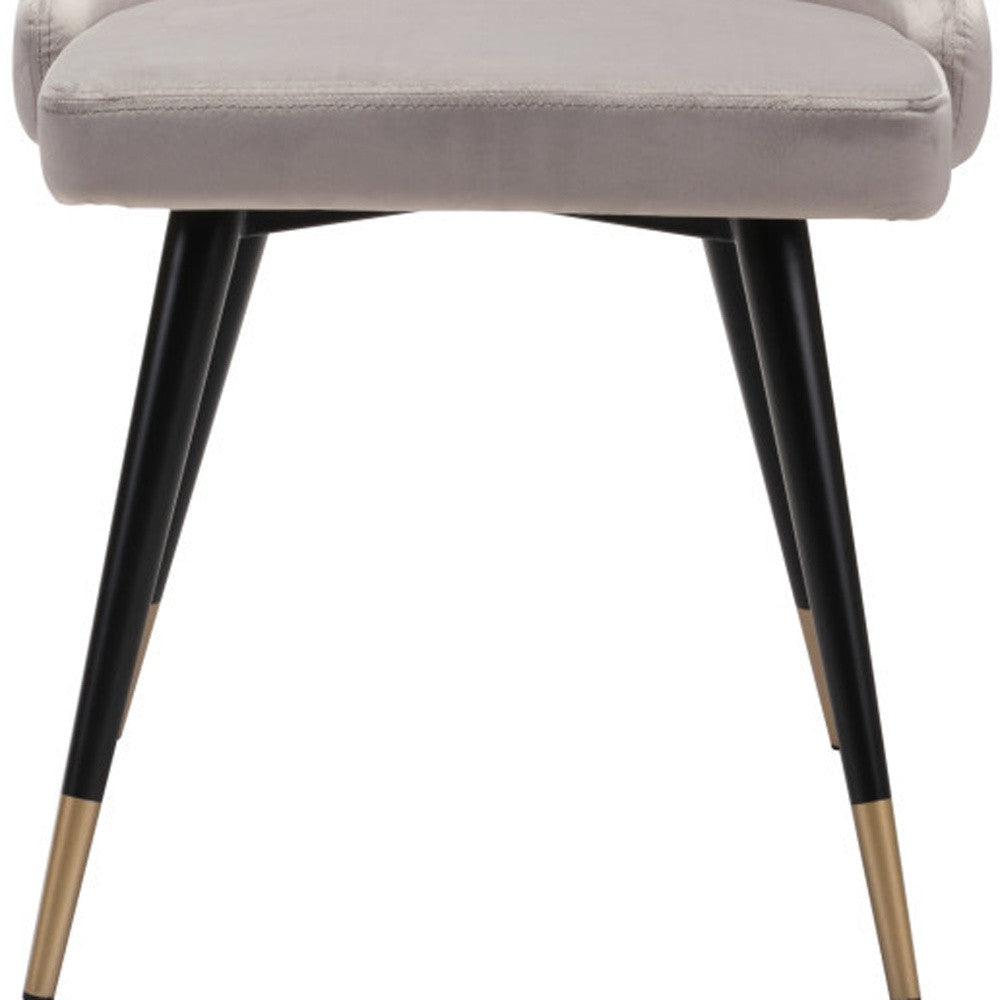 Set of Two Tufted Gray And Black Upholstered Velvet Windsor Back Dining Side Chairs
