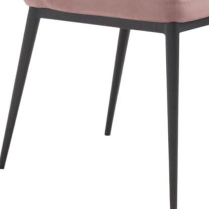 Set of Two Tufted Pink and Black Upholstered Velvet Wing Back Dining Side Chairs