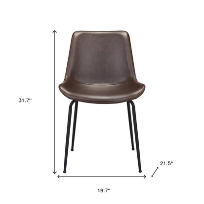 Set of Two Brown And Black Upholstered Faux Leather Dining Side Chairs