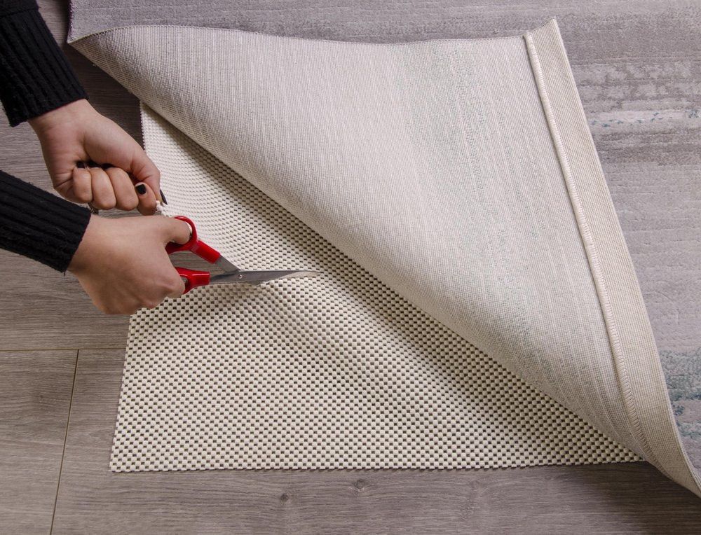 2' x 4' Ivory Striped Weave Non Slip Rug Pad