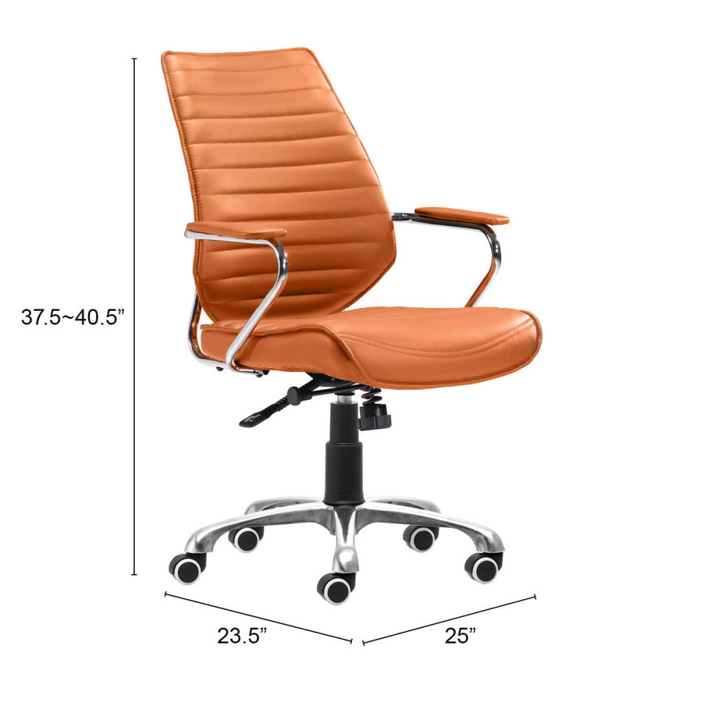 Orange and Silver Adjustable Swivel Faux Leather Rolling Executive Office Chair