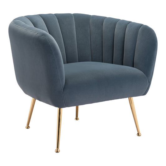 30" Gray And Gold Velvet And Upholstered Tufted Club Chair